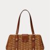 Walnut/Lauren Tan Women’s Ralph Lauren Rattan Medium Lilly Satchel Bags