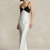 White / Black Women’s Ralph Lauren Contrast Satin Sleeveless Gown Dress White / Black Women’s Ralph Lauren Contrast Satin Sleeveless Gown Dress