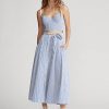 White / Blue Women’s Ralph Lauren Striped Cotton A-Line Skirts