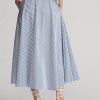 White / Blue Women’s Ralph Lauren Striped Cotton A-Line Skirts