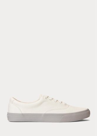 White / Grey Men’s Ralph Lauren Keaton Twill Sneakers