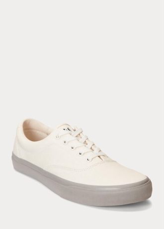 White / Grey Men’s Ralph Lauren Keaton Twill Sneakers