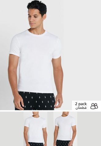 White Men’s Ralph Lauren 2 Pack Essential Crew Neck T Shirts