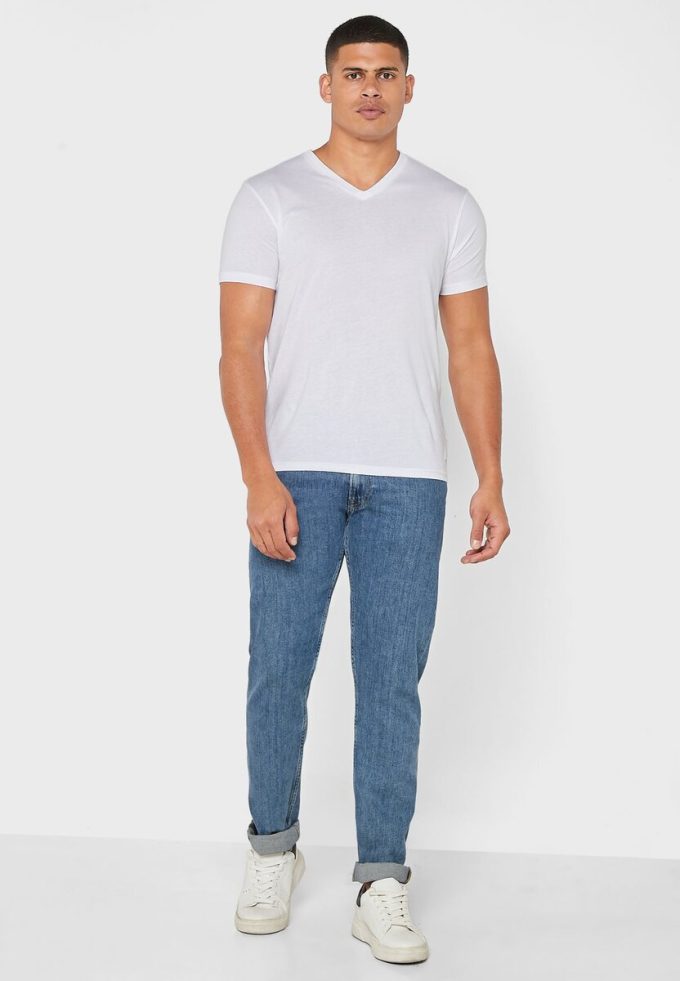 White Men’s Ralph Lauren 2 Pack Essential V- Neck T Shirts