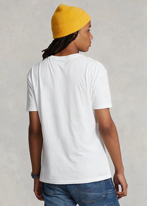 White Men’s Ralph Lauren Classic Fit Big Pony Jersey T Shirts White Men’s Ralph Lauren Classic Fit Big Pony Jersey T Shirts