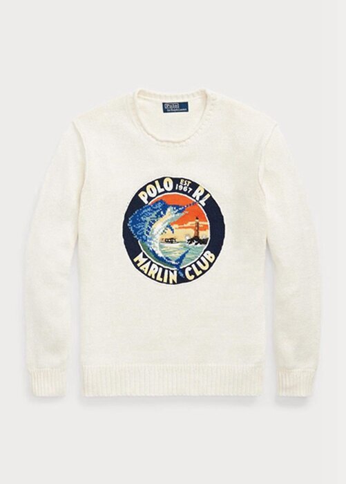 White Men’s Ralph Lauren Cotton-linen Graphic Jumper Sweaters White Men’s Ralph Lauren Cotton-linen Graphic Jumper Sweaters