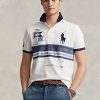 White Men’s Ralph Lauren Custom Slim Fit Big Pony Mesh Polo Shirts