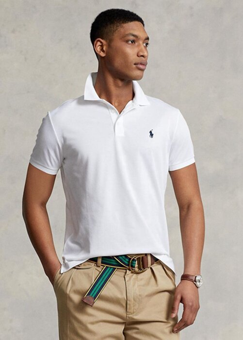 White Men’s Ralph Lauren Custom Slim Fit Birdseye Polo Shirts White Men’s Ralph Lauren Custom Slim Fit Birdseye Polo Shirts