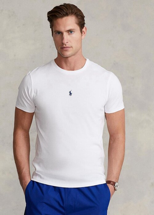 White Men’s Ralph Lauren Custom Slim Fit Crewneck T Shirts White Men’s Ralph Lauren Custom Slim Fit Crewneck T Shirts
