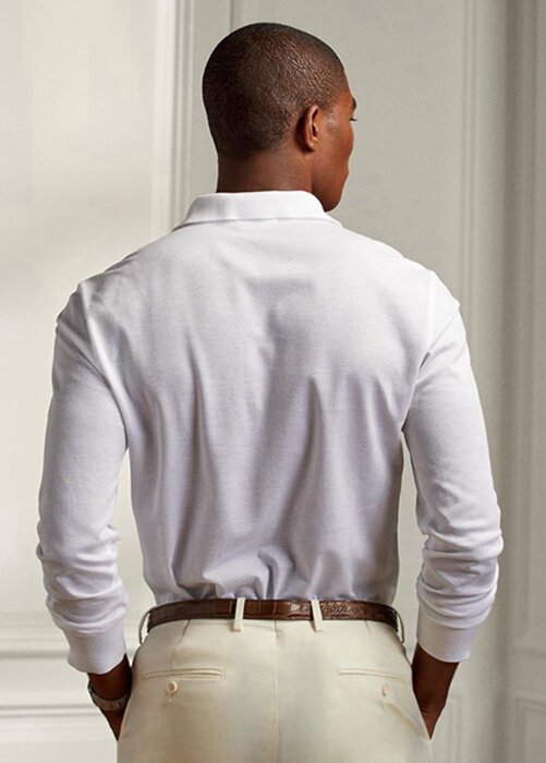 White Men’s Ralph Lauren Custom Slim Fit Pique Polo Shirts White Men’s Ralph Lauren Custom Slim Fit Pique Polo Shirts