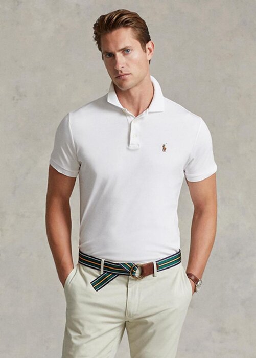 White Men’s Ralph Lauren Custom Slim Fit Soft Cotton Polo Shirts White Men’s Ralph Lauren Custom Slim Fit Soft Cotton Polo Shirts