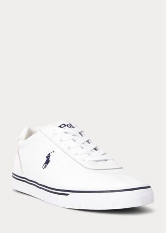 White Men’s Ralph Lauren Hanford Leather Sneakers