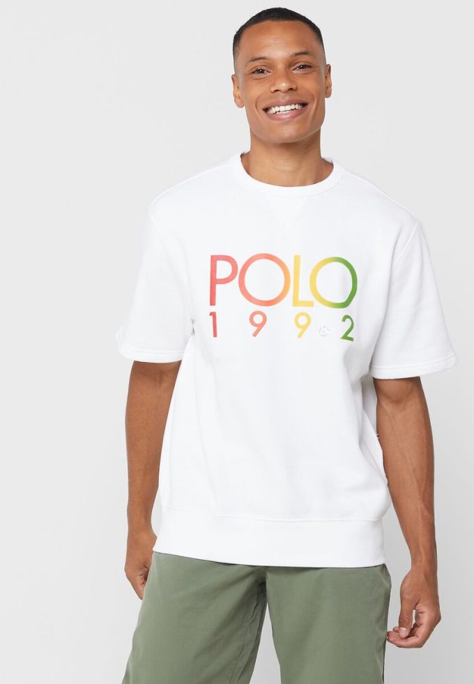 White Men’s Ralph Lauren Logo Crew Neck T Shirts