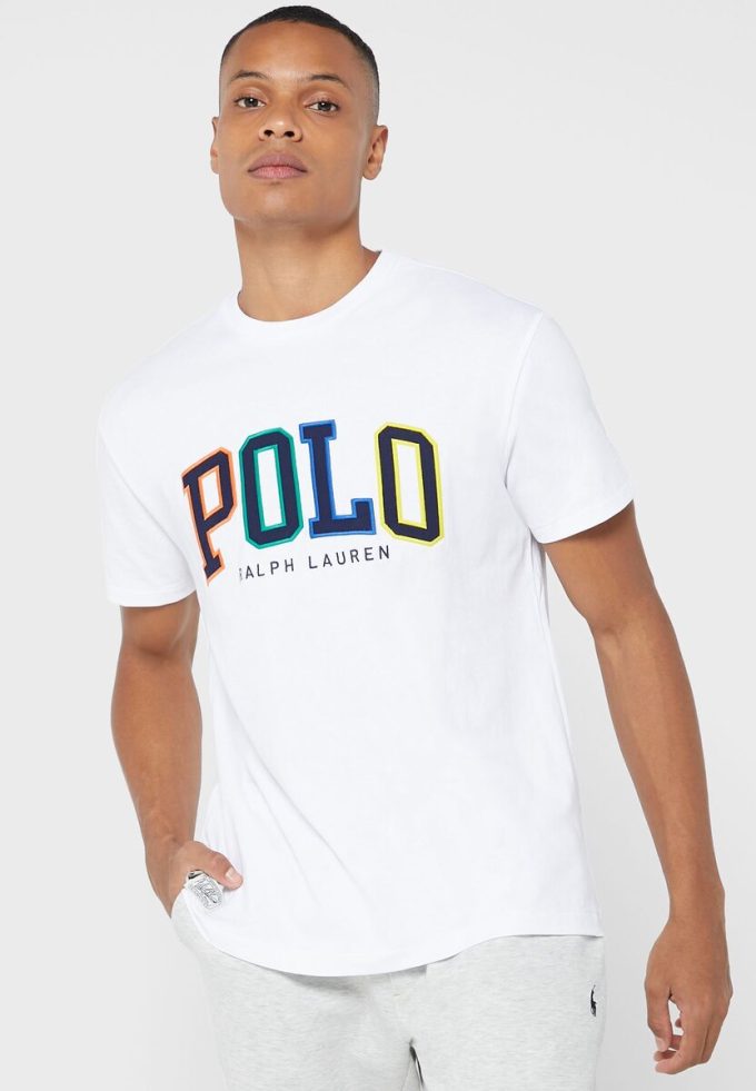 White Men’s Ralph Lauren Logo Crew Neck T Shirts