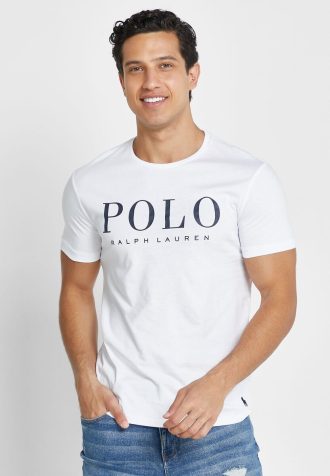 White Men’s Ralph Lauren Logo Crew Neck T Shirts