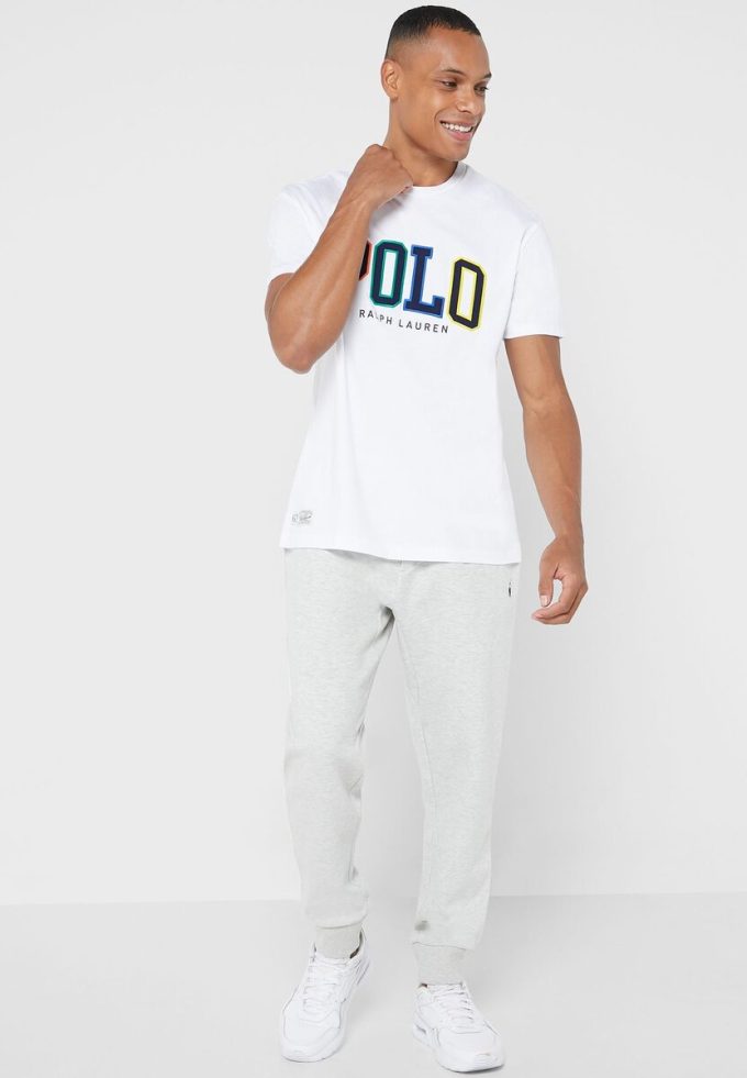 White Men’s Ralph Lauren Logo Crew Neck T Shirts