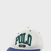 White Men’s Ralph Lauren Logo Flat Peak Hats