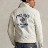 White Men’s Ralph Lauren Polo Bear Embroidered Trucker Jackets White Men’s Ralph Lauren Polo Bear Embroidered Trucker Jackets