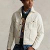 White Men’s Ralph Lauren Polo Bear Embroidered Trucker Jackets White Men’s Ralph Lauren Polo Bear Embroidered Trucker Jackets