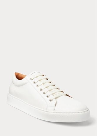 White Men’s Ralph Lauren Severn Calfskin Sneakers