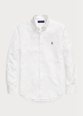 White Men’s Ralph Lauren Slim Fit Oxford  Shirts