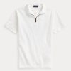White Men’s Ralph Lauren Stretch Mesh Zip Polo Shirts