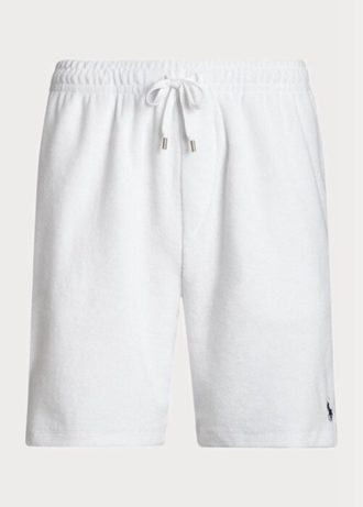White Men’s Ralph Lauren Terry Drawstring   Shorts