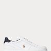 White / Navy Men’s Ralph Lauren Court Leather Low-Top Sneakers White / Navy Men’s Ralph Lauren Court Leather Low-Top Sneakers