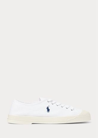 White / Navy Men’s Ralph Lauren Essence 100 Canvas Cap-Toe Sneakers