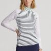 White / Navy / Pink Women’s Ralph Lauren Striped Stretch Jersey Sweatshirts