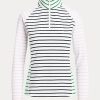 White / Navy / Pink Women’s Ralph Lauren Striped Stretch Jersey Sweatshirts