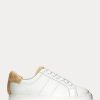 White Women’s Ralph Lauren Angeline IV Action Leather Sneakers