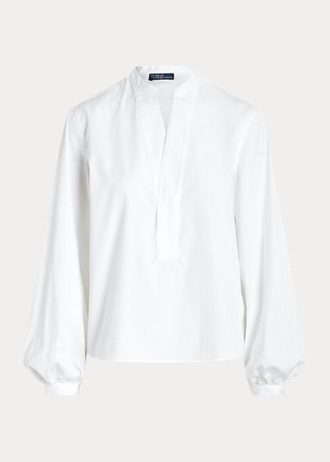 White Women’s Ralph Lauren Boxy Fit Cotton Blouson-Sleeve Shirts