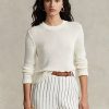 White Women’s Ralph Lauren Cotton Crewneck Sweaters White Women’s Ralph Lauren Cotton Crewneck Sweaters