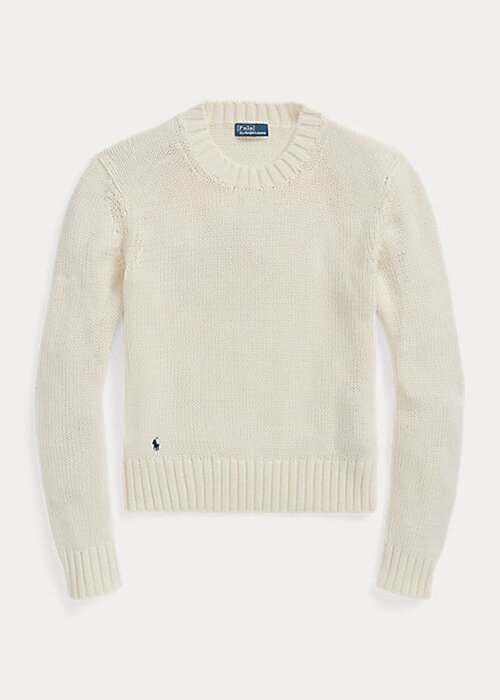 White Women’s Ralph Lauren Cotton Crewneck Sweaters White Women’s Ralph Lauren Cotton Crewneck Sweaters