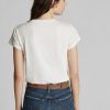 White Women’s Ralph Lauren Cotton Jersey Crewneck  T Shirts