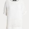 White Women’s Ralph Lauren Cotton Mesh Short-Sleeve Sweaters
