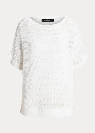 White Women’s Ralph Lauren Cotton Mesh Short-Sleeve Sweaters