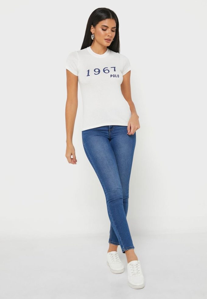 White Women’s Ralph Lauren Crew Neck Graphic T Shirts