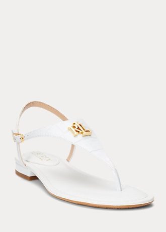 White Women’s Ralph Lauren Ellington Embossed Leather Sandals