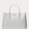 White Women’s Ralph Lauren Embossed Leather Large Marcy Satchel Bags