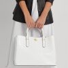 White Women’s Ralph Lauren Embossed Leather Large Marcy Satchel Bags