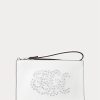 White Women’s Ralph Lauren Eyelet-Embroidered Leather Small Handbag