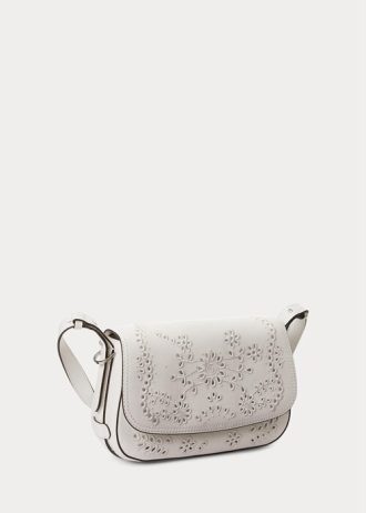 White Women’s Ralph Lauren Eyelet Leather Small Maddy Shoulder Bags