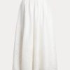 White Women’s Ralph Lauren Eyelet Linen Midi Skirts