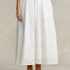 White Women’s Ralph Lauren Eyelet Linen Midi Skirts
