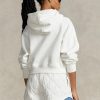 White Women’s Ralph Lauren Fleece Full-zip Dolman-sleeve  Hoodie