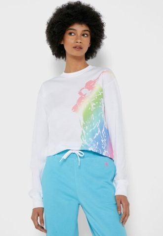 White Women’s Ralph Lauren Graphic T Shirts