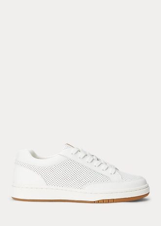 White Women’s Ralph Lauren Hailey Perforated Leather Sneakers
