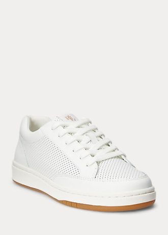 White Women’s Ralph Lauren Hailey Perforated Leather Sneakers